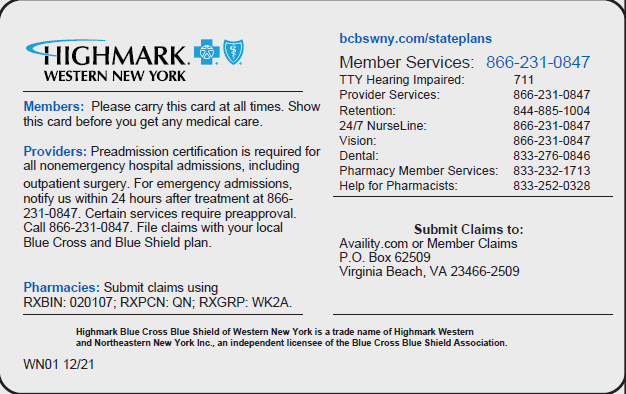Highmark Blue Cross Blue Shield Of Western New York